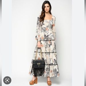 PINKO  Tiger Floral Cotton Maxi Dress